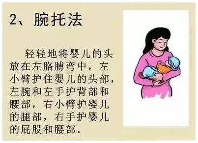 这一方法是比较常用的姿势.这时候妈妈的臂弯就是一个