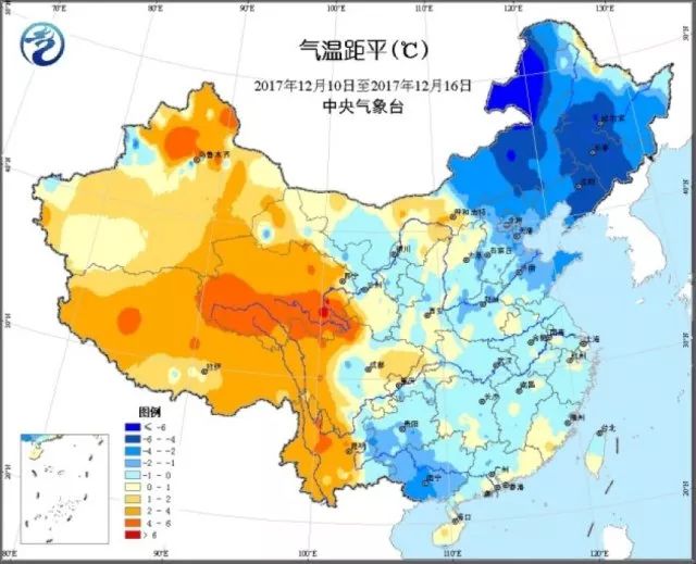 2017年12月10日至12月16日,全国气温呈西高东低分布,其中,内蒙古东部