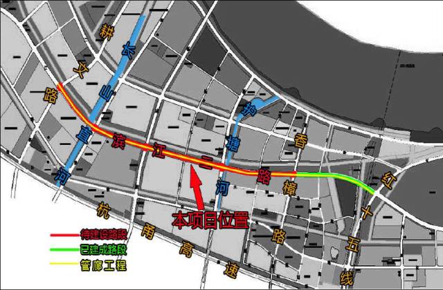 滨江二路,钱江二路,纬九路.萧山科技城一大批公路