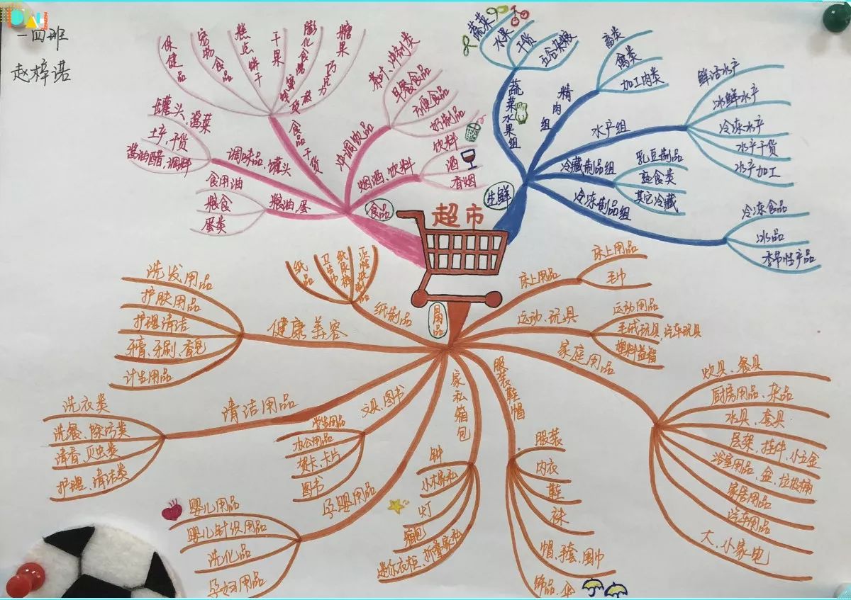 观察超市中物品的分类,并用思维导图呈现出来