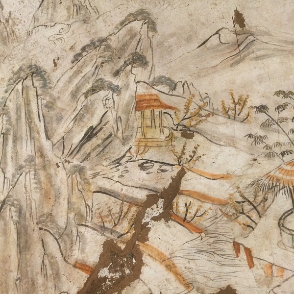 唐代韩休墓壁画《山水图(局部)刘呆运说,2009年,陕西历史博物馆文物