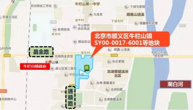 北京市顺义区牛栏山镇sy00-0017-6001等地块b1商业用地,r2二类居住