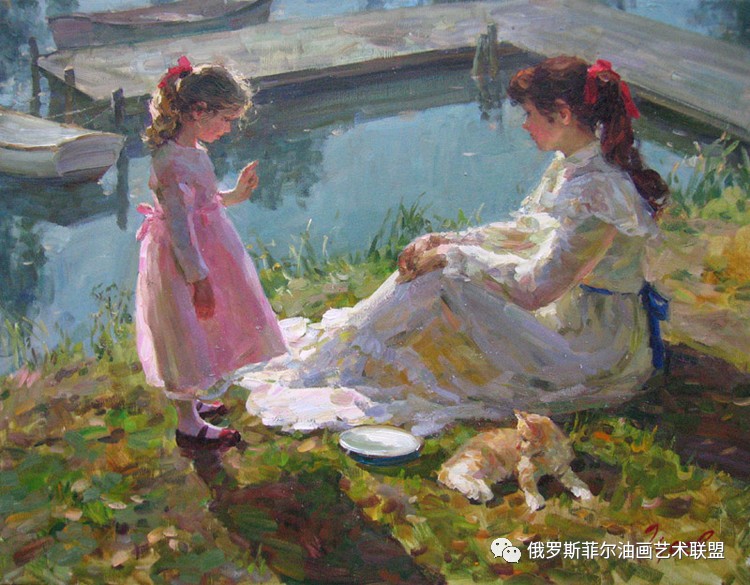 阳光与美少女~来自俄罗斯画家vladimir gusev油画作品