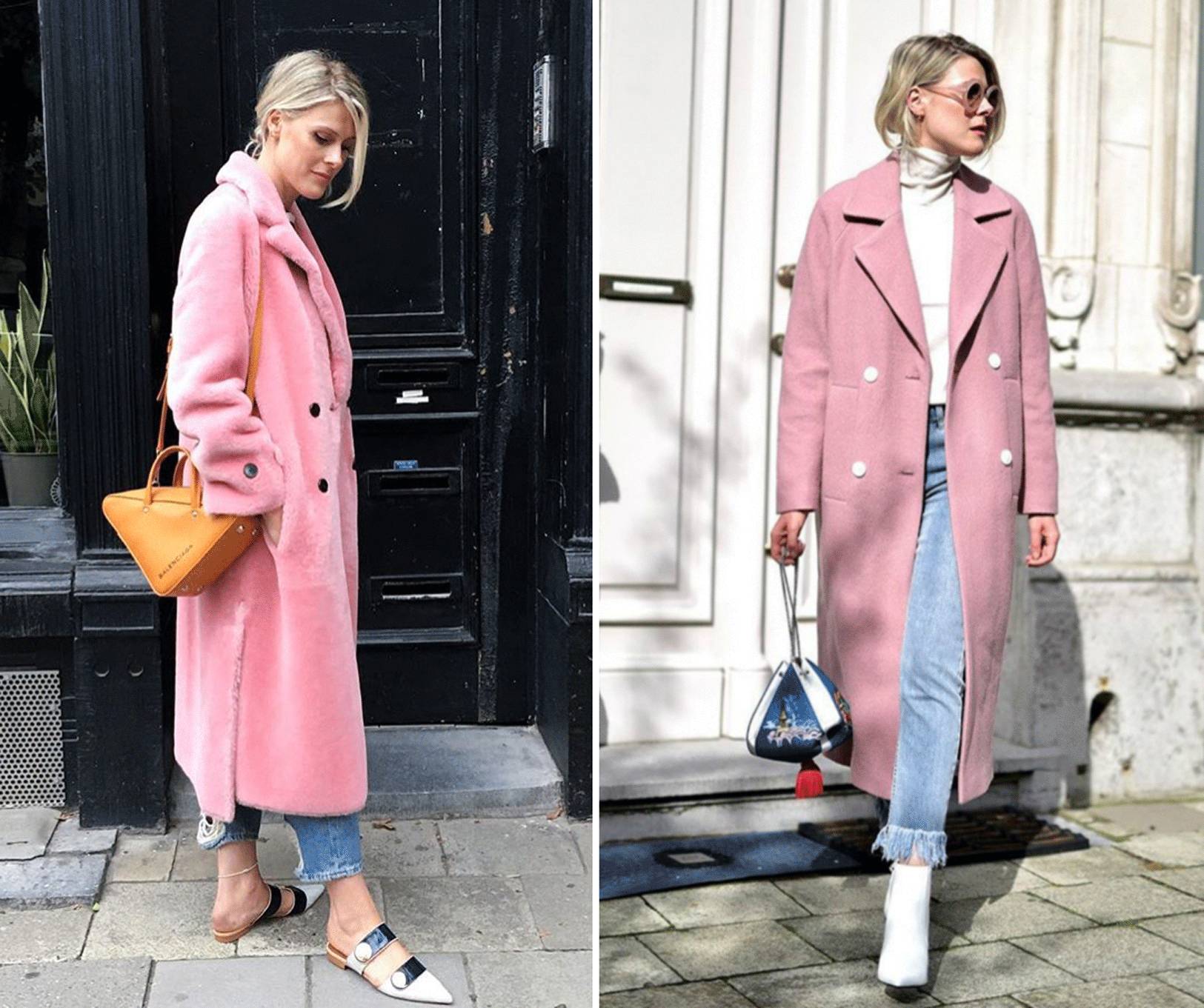 ▼好品味的 sofie valkiers 也很爱粉色大衣,用时髦的单品搭配出自己