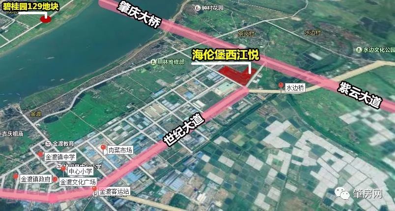 西江悦项目位置 从地图中可见到, 项目位于紫云新城核心区域 肇庆大桥