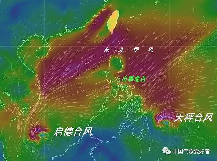 菲律宾船难示意气流图,底图来自cwb