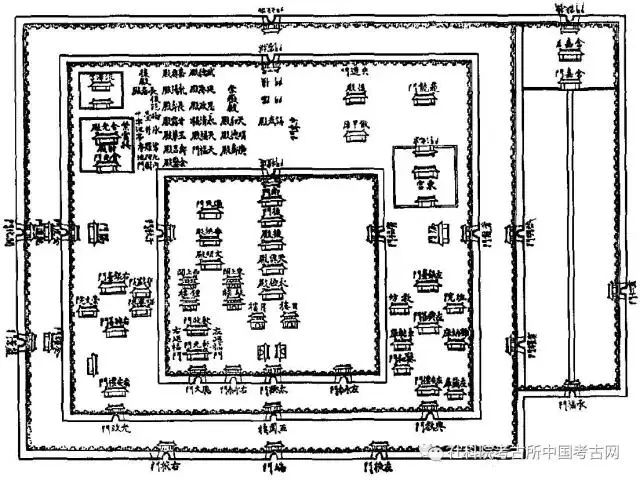 宋初西京宫皇城呈回字形布局,即宫城平面呈倒凸字形,包括隋唐洛阳城的