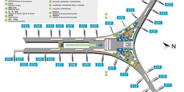 北京首都机场t3航站楼a座一层入境免税店分布图