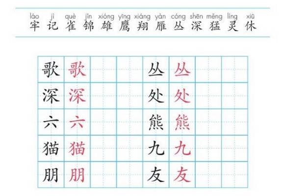 部编语文二年级上册识字《拍手歌》生字书写示范