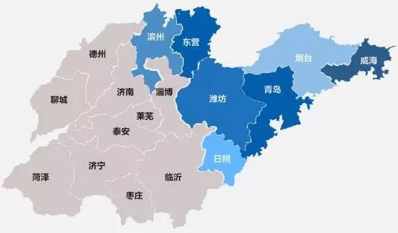 打开山东省地图, 从北至南沿海港口分布为:滨州港,东营港,潍坊港