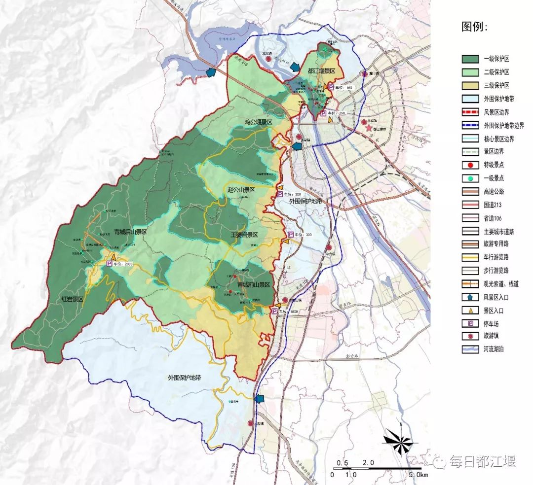 岷江穿出宝瓶口即是平原,岷江水通过都江堰水利工程灌溉着广阔的成都