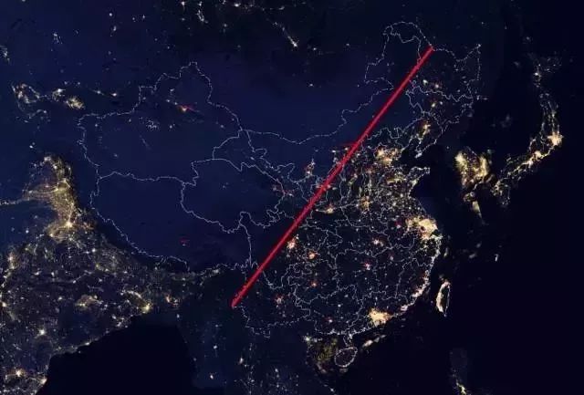 根据nasa 中国夜间灯光地图显示