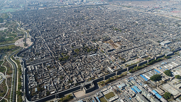 平遥古城鸟瞰图.