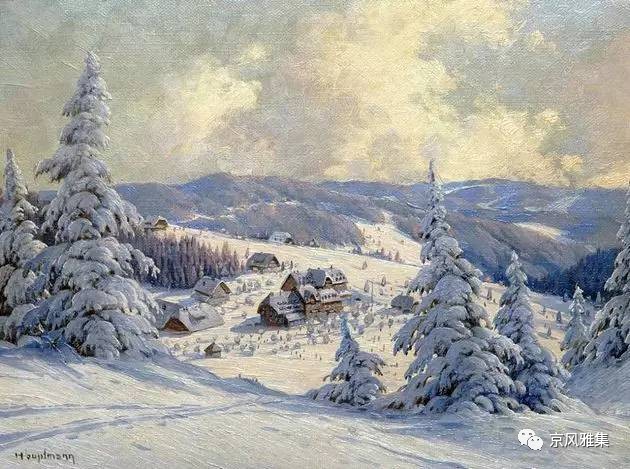 看看雪景油画,太美了!