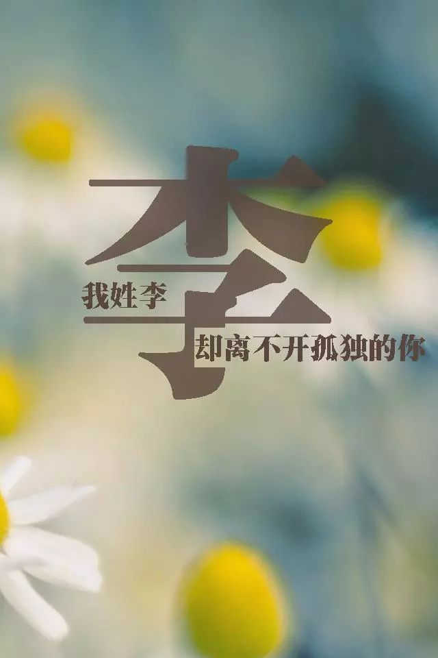 【李】我姓李 却离不开孤独的你