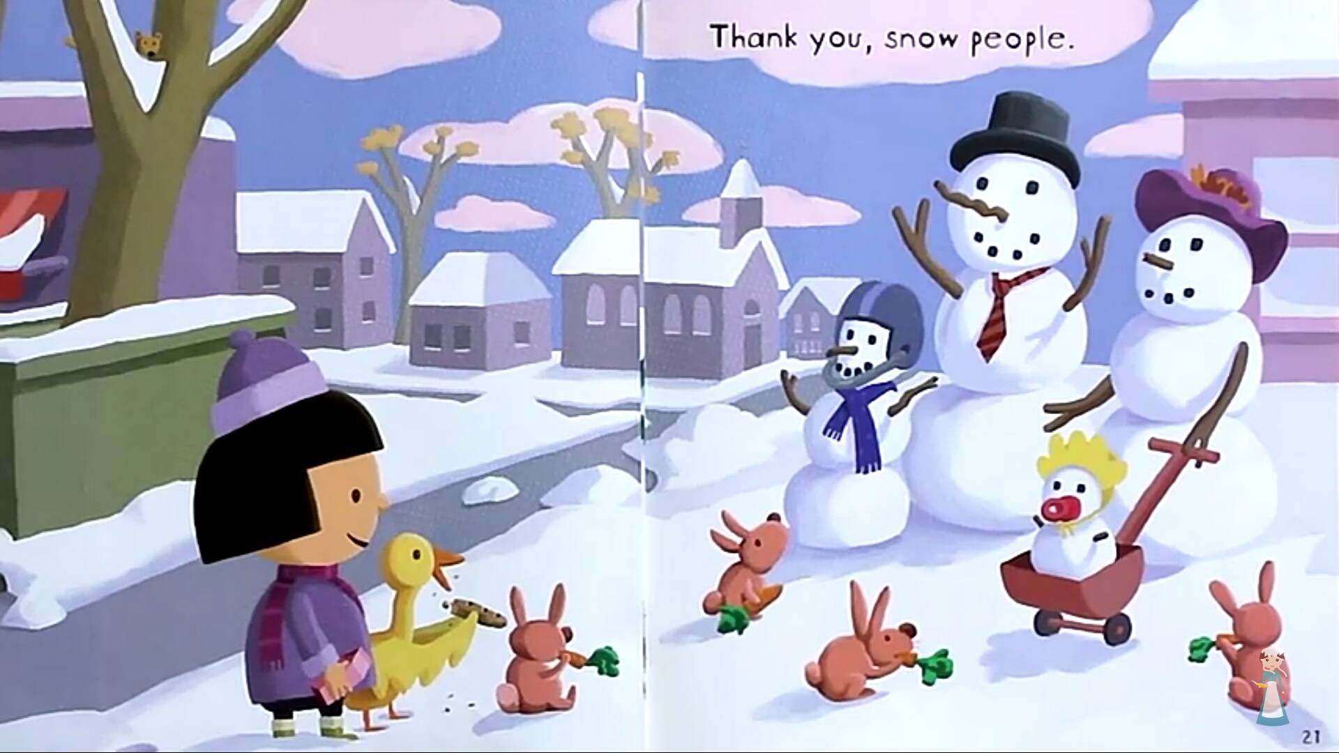 thank you, snow people. 谢谢你,雪人.