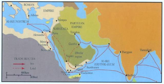 与西部的希腊—罗马世界通过红海和阿拉伯海沿岸港口之间的跨洋贸易