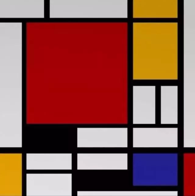 mondrian(皮埃尔·蒙德里安)的作品被放大到整面客厅的墙上