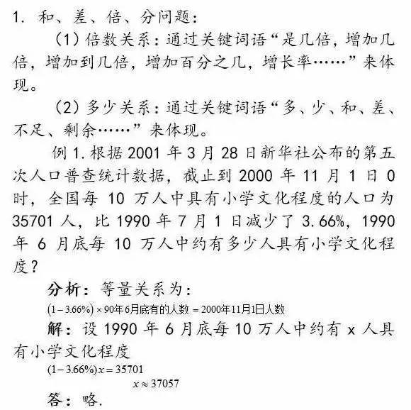 七年级一元一次方程应用题分类讲解 附例题详解和答案