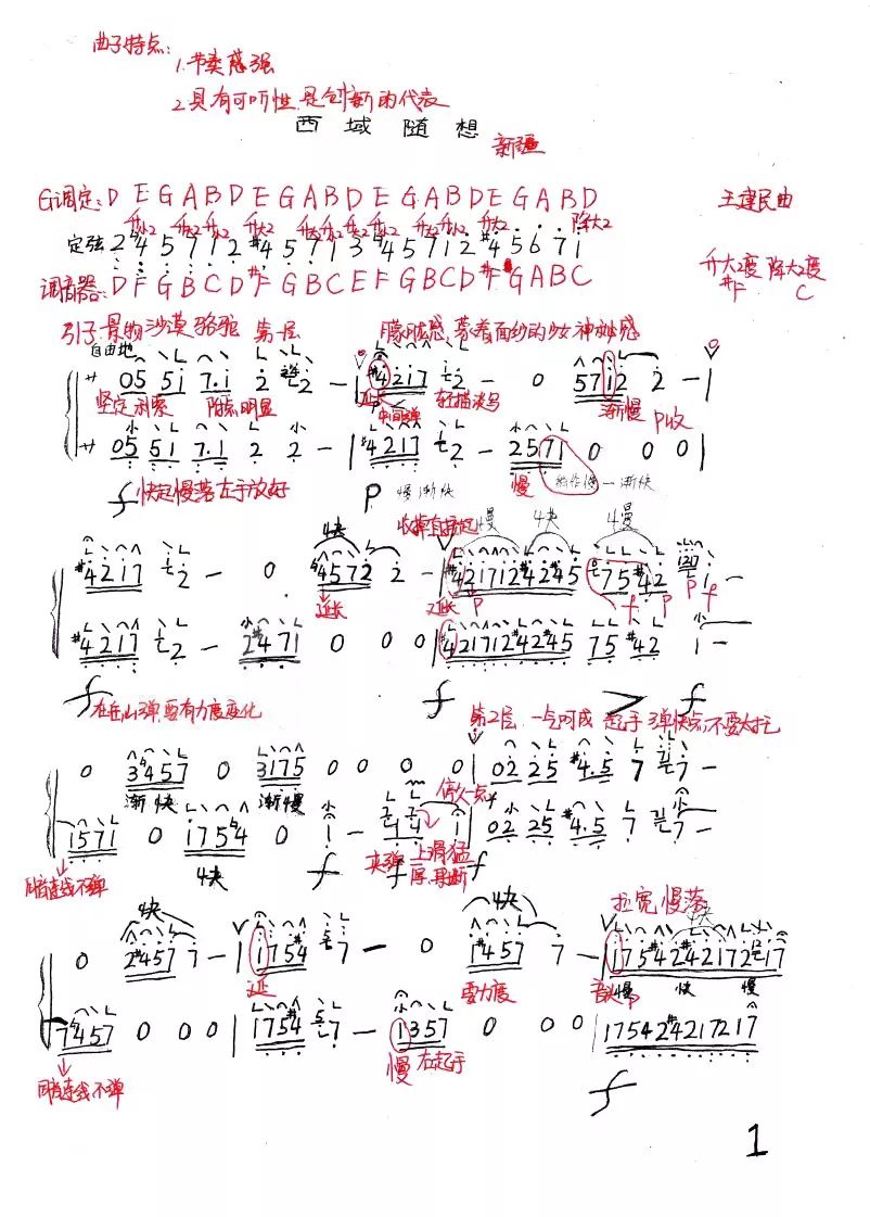 西域随想古筝简谱_西域随想古筝谱