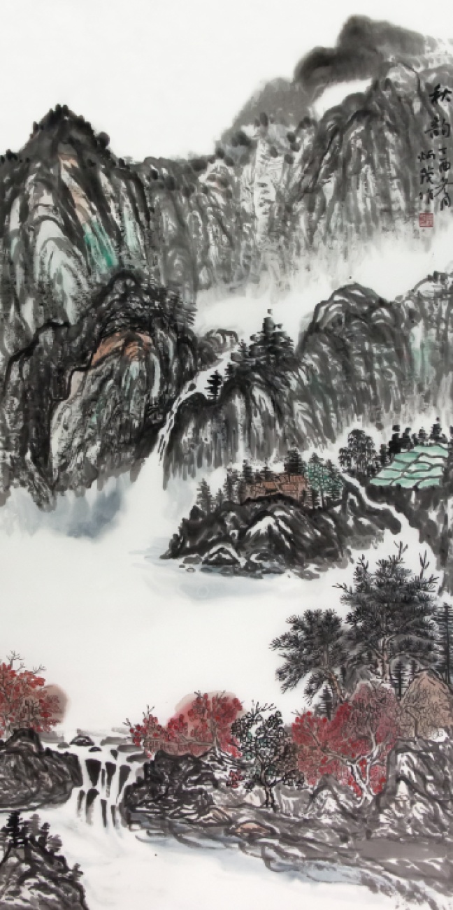 侯炳茂 秋韵135×68cm侯炳茂 泉声133×68cm侯炳茂 山居晓雾135×68cm