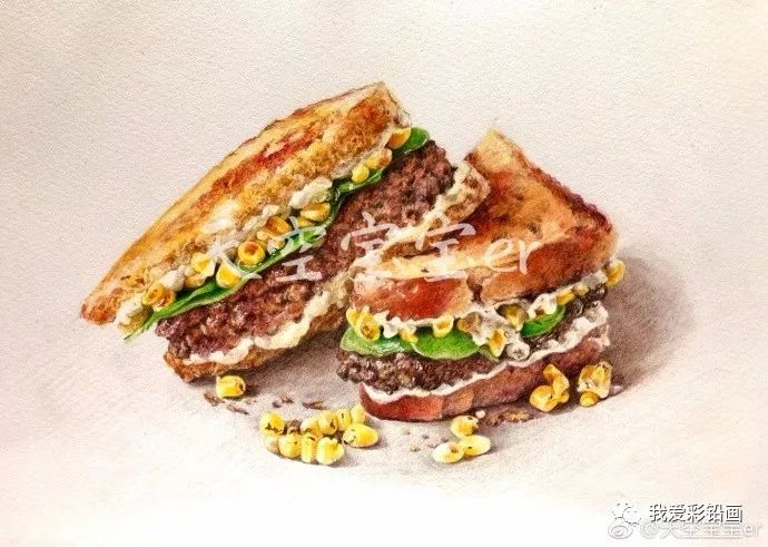 彩铅手绘--来块三明治吧!