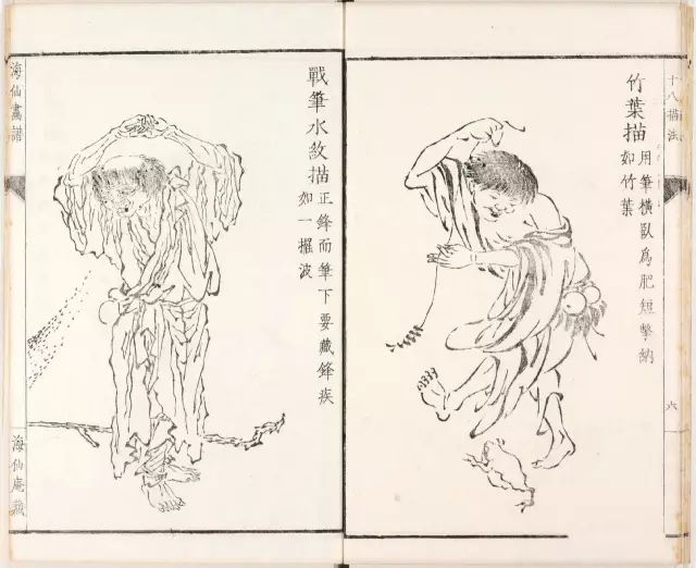 竹叶描:与柳叶描类似,也是中间粗两头细.