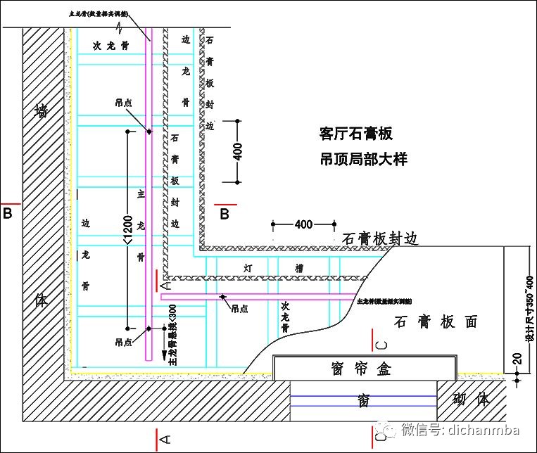 万科客厅石膏板吊顶局部大样