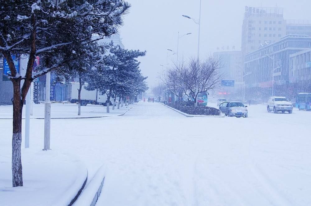 延吉道路雪景