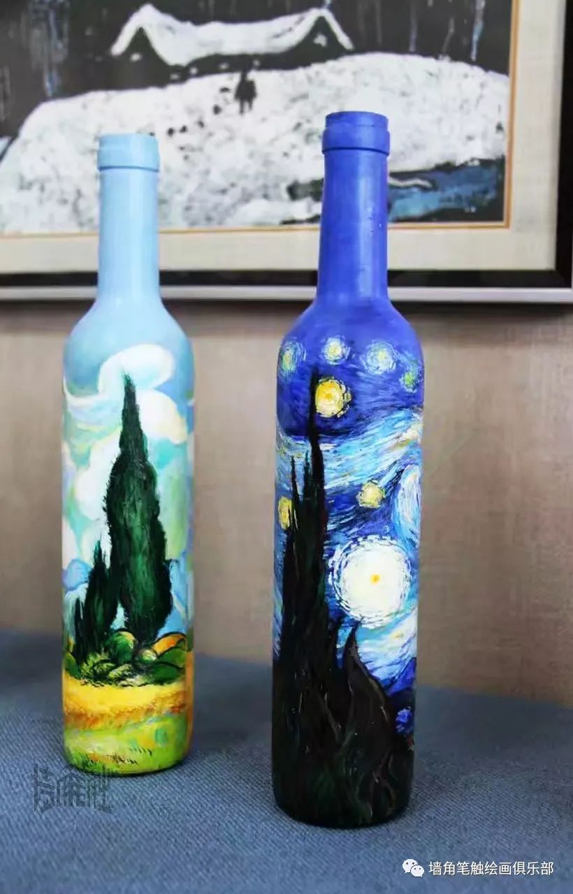 致爱梵高 成员:钰如 临摹作品名:画在瓶子上的柏树和星空 作品尺寸