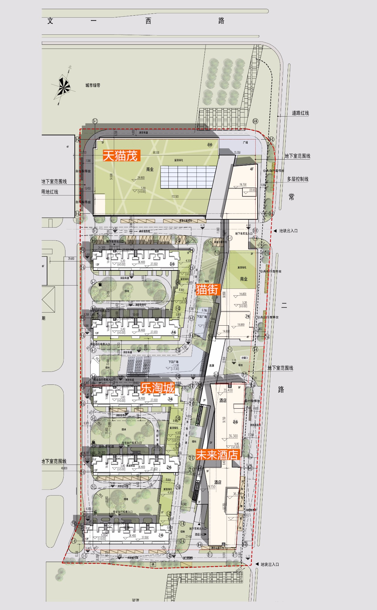 阿里巴巴淘宝城三期总平面图建筑解读space balance .