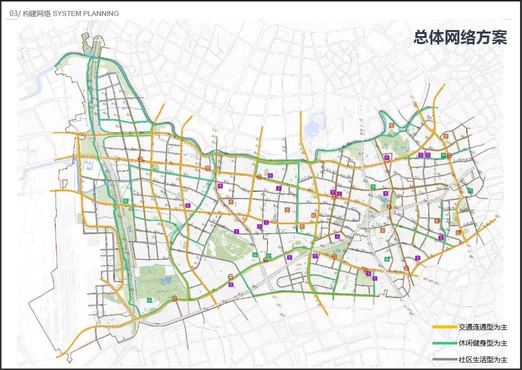 慢行系统规划网络图 -- 慢行系统局部效果图 -慢行系统规划还列出