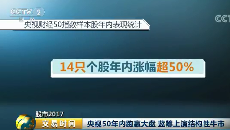 2017股市盘点:央视50跑赢大盘 蓝筹上演结构性牛市!