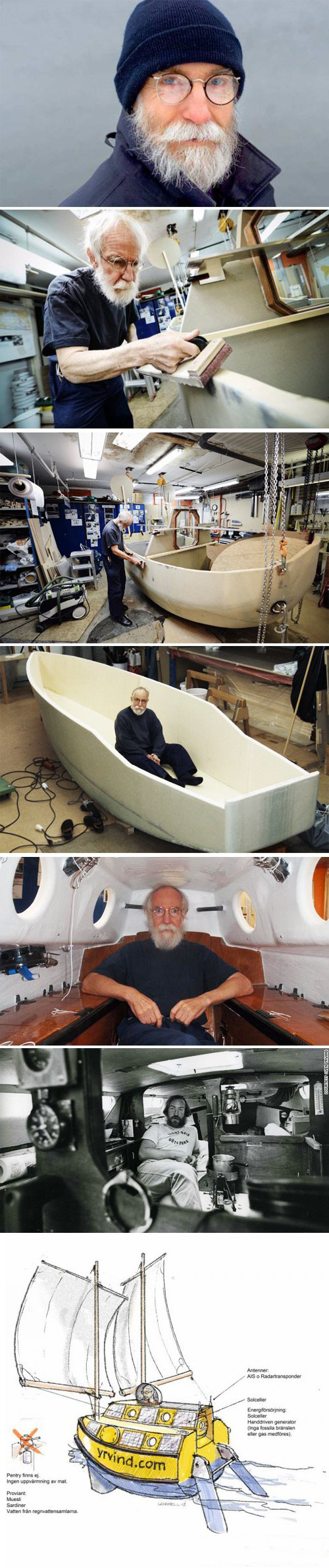 73岁大叔自制浴缸船环游世界《荷鲁斯游艇》
