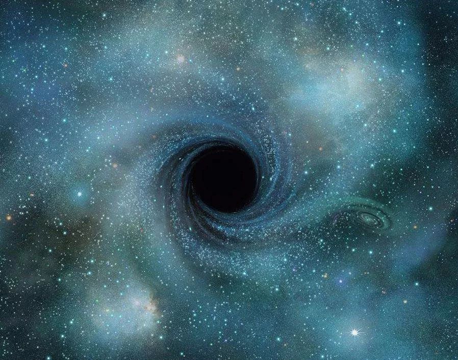 这些气体在黑洞四周形成圆盘状的漩涡,飞快地环绕黑洞旋转,最后终于