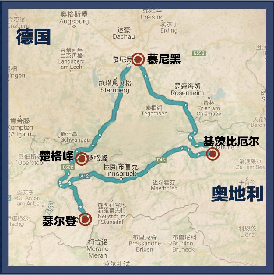 瑞士马特洪峰雪场地形及线路图 精品路线  ▼ 8日经典款 价格:24200元