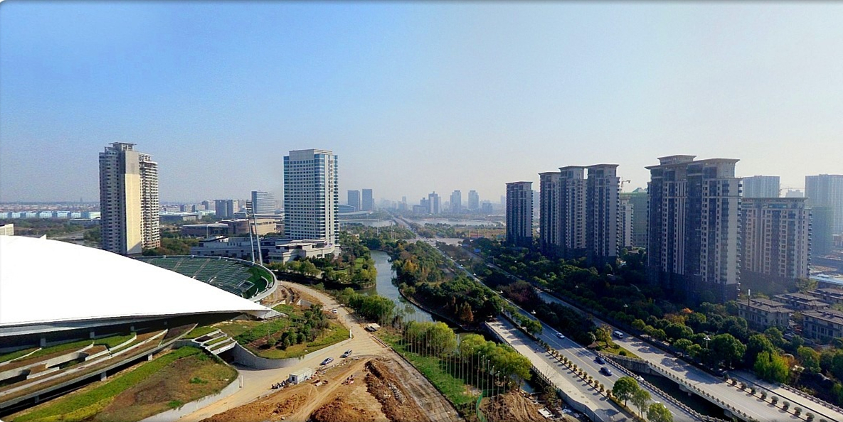 鸟瞰冬天里的扬州,干净整洁的平原城市