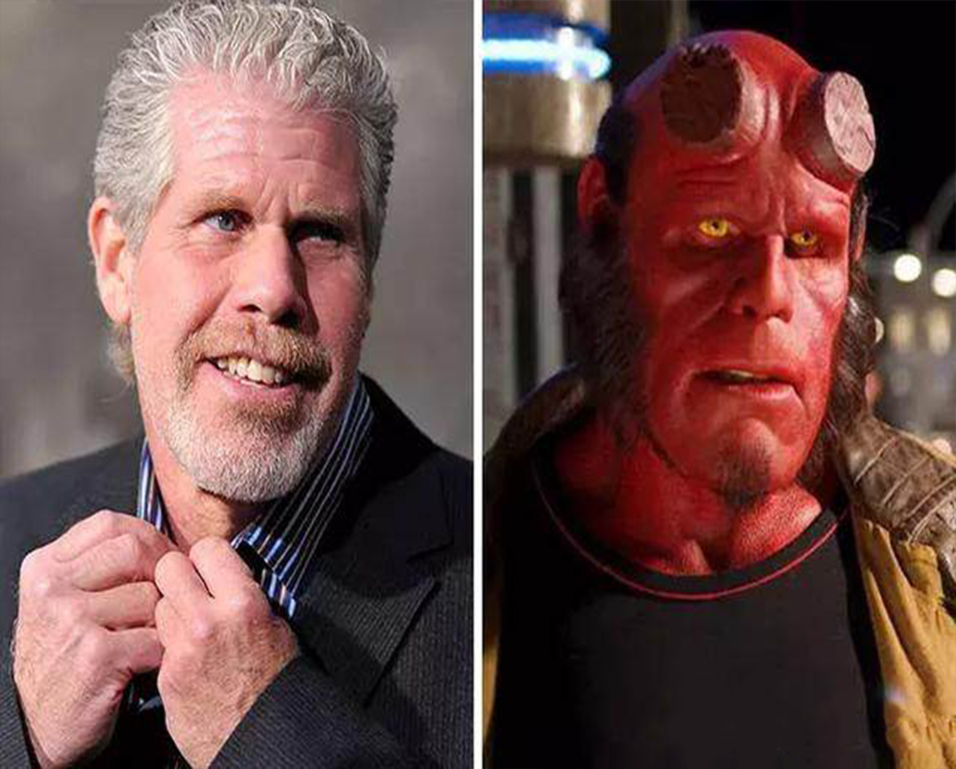 ron perlman在电影《地狱男爵》中扮演地狱男爵,只看这个妆容就想认