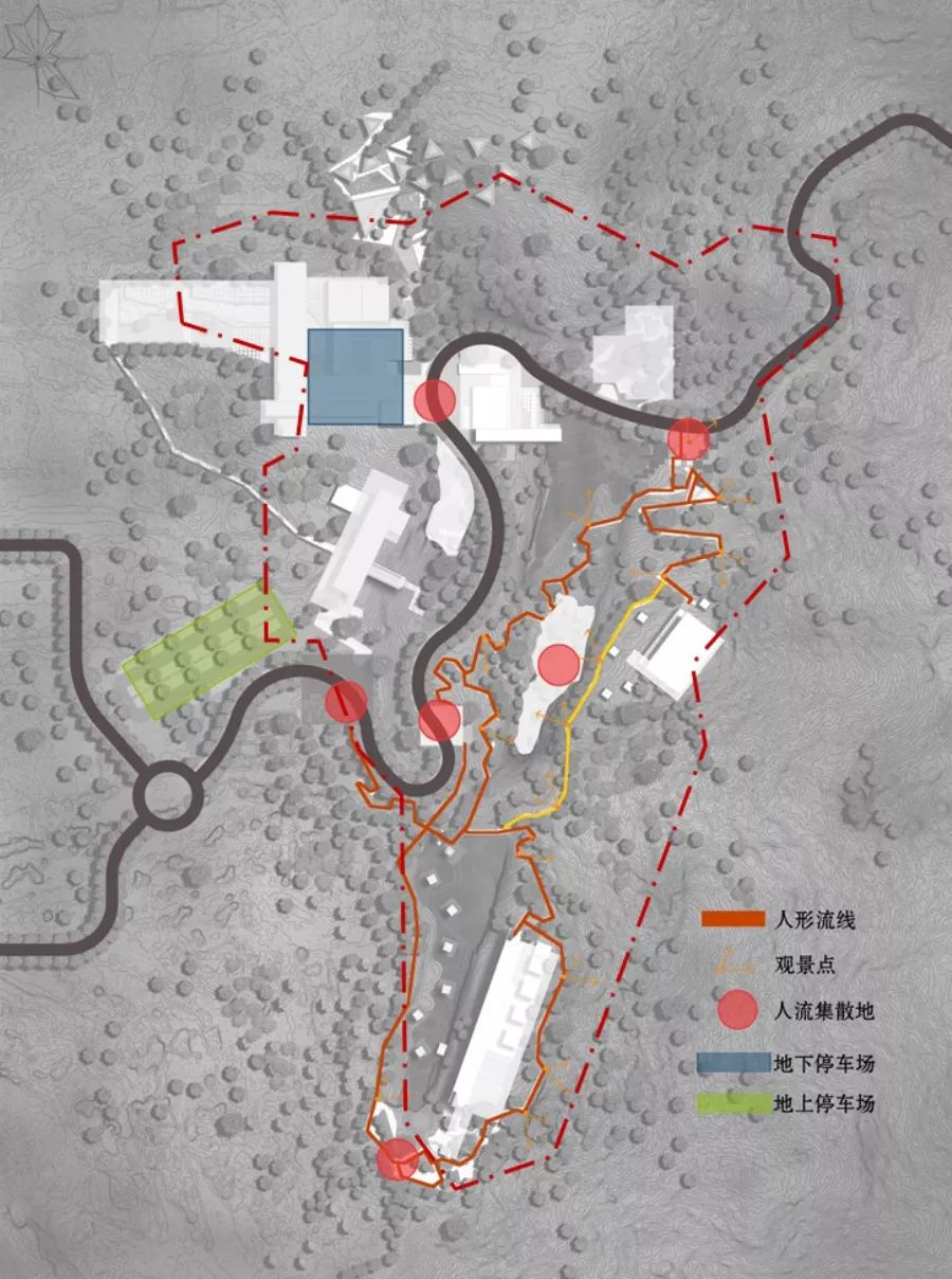 人流集散地:以广场为中心形成6个人