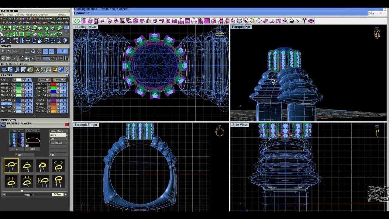 pandora等,其中里面的rhinocoros专门为3d建模珠宝的cad引擎,po