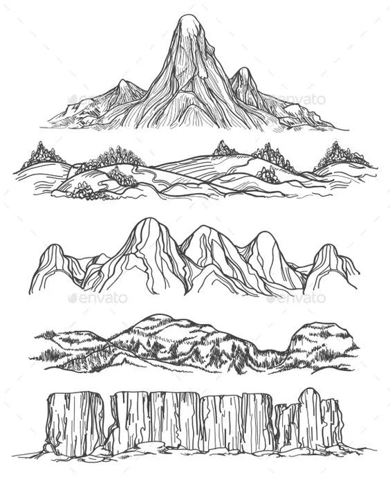 山川的手绘表现