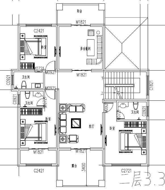 新农村三层自建别墅12x13米 带堂屋,健身房,家庭影院