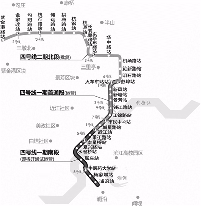 杭州地铁4号线一期南段近日将开通