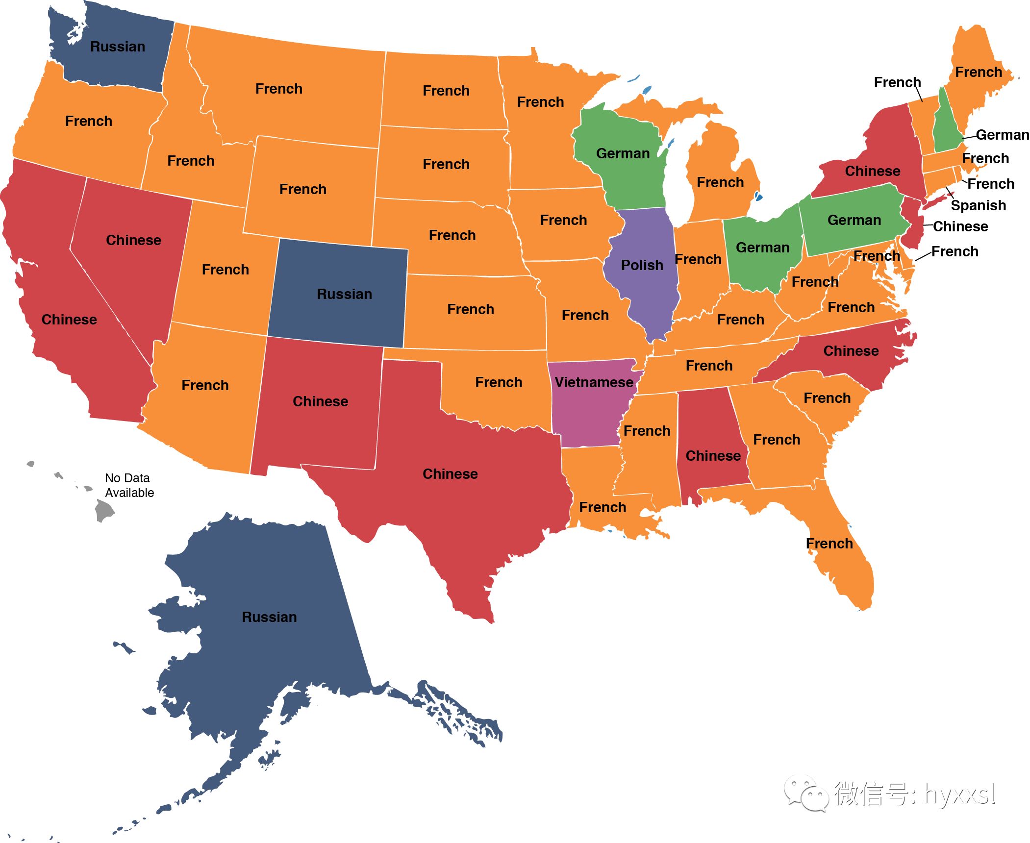 《语言知识》_美国的语言地图