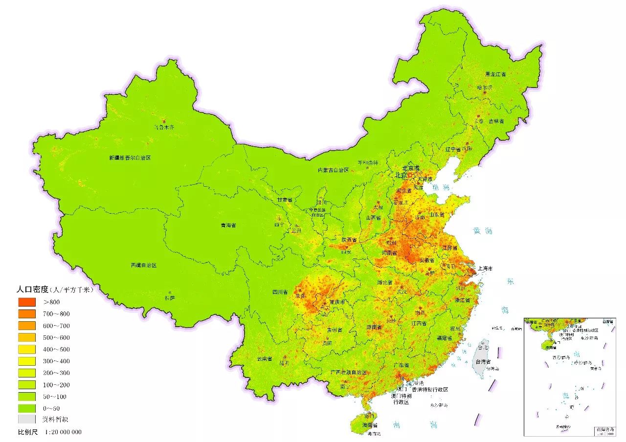 中国人口密度分布图_1935年中国人口密度分布图 根据胡焕庸人口密度图改绘(3)