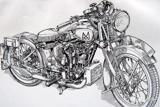 在当时,所有的四缸发动机都为直列式,这种发动机让摩托车增加了轴距