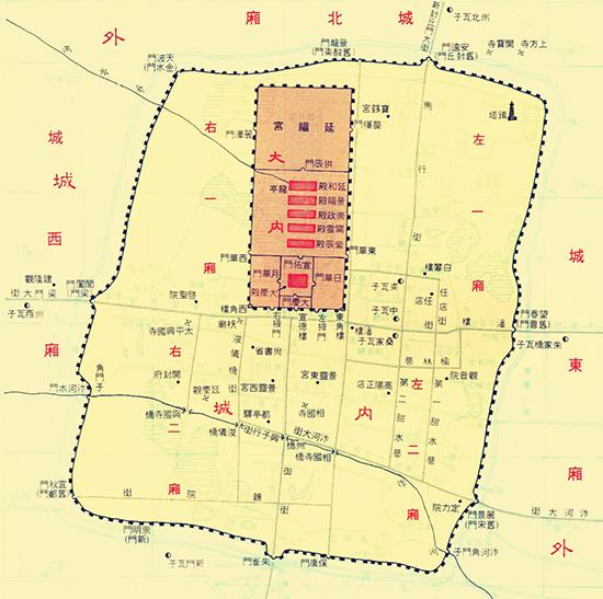 北宋开封府图 程光裕,徐圣谟主编《中国历史地图》 台湾中国文化学院