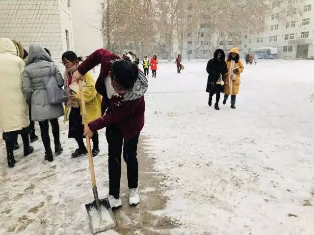 【校园资讯】初雪悄然至,学生扫雪忙