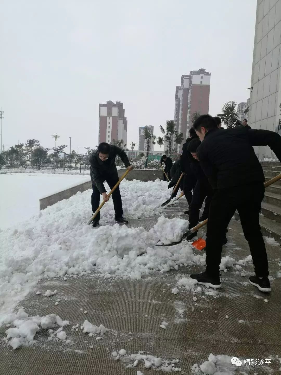 遂平县公安局局长,政委带队清扫积雪!