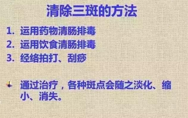 清除三斑的方法,清肠排毒,通血管.